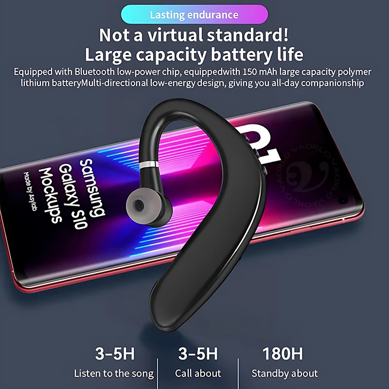 S109 Wireless Bluetooth 5.4 Universal Hook Earphone Sports Business Single Ear Headset Handsfree Headphone With Mic Smartphone 3