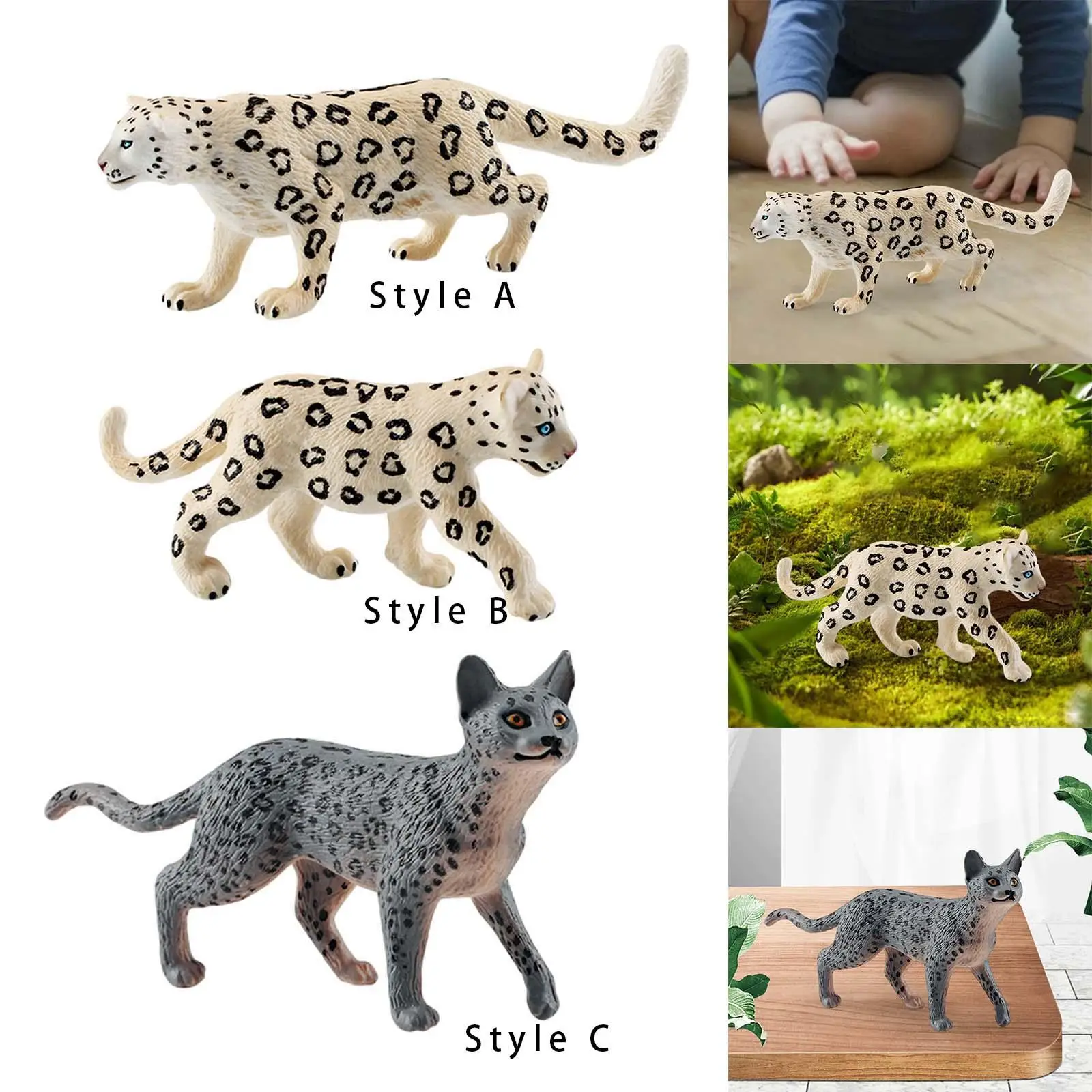 

Leopard Toy Figurine Snow Leopard Playset Model for Cake Topper Birthday Gifts Christmas Present Desktop Decor Educational Toys