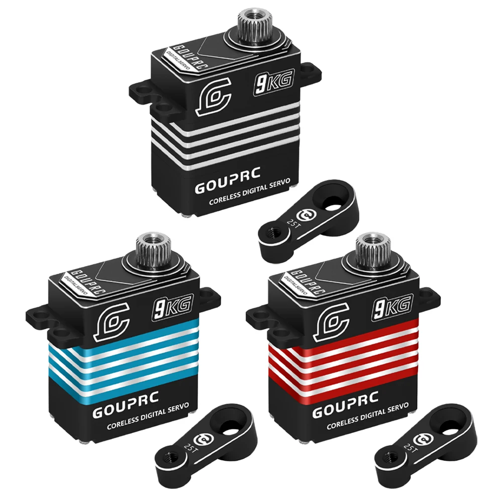 Micro Servo Numérique RC 9KG Étanche IP66 fixé sur un essieu de SCX10 III, câble orange bien en évidence