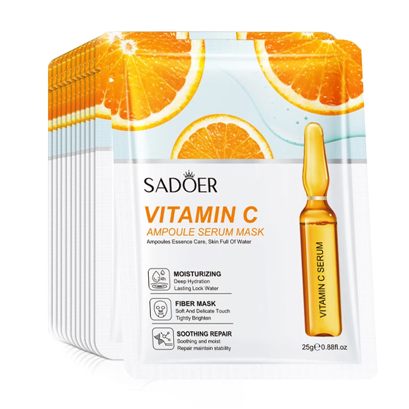 Radiant Glow 24K Gold & Vitamin C Hydrating Face Masks - 10 Pack