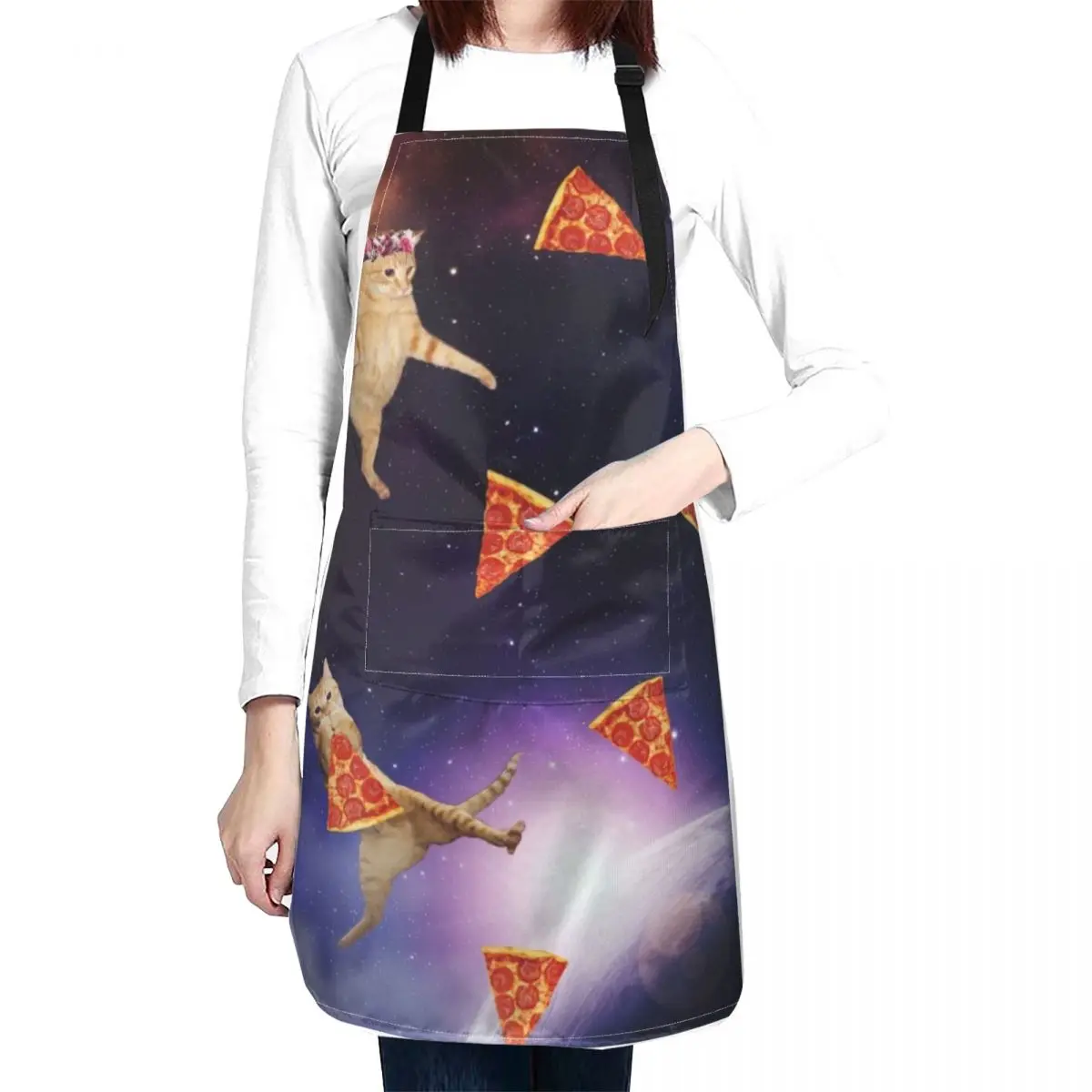 

Flying cats and pizza in space Apron Chef Apron Kitchen Novel Kitchen Accessories