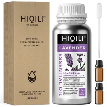 HIQILI 100ML Lavender Essential Oil Pure, 100% Natural for Skin Care,  Diffuser，Includes 10ML Travel Bottle - 3.38 Fl Oz