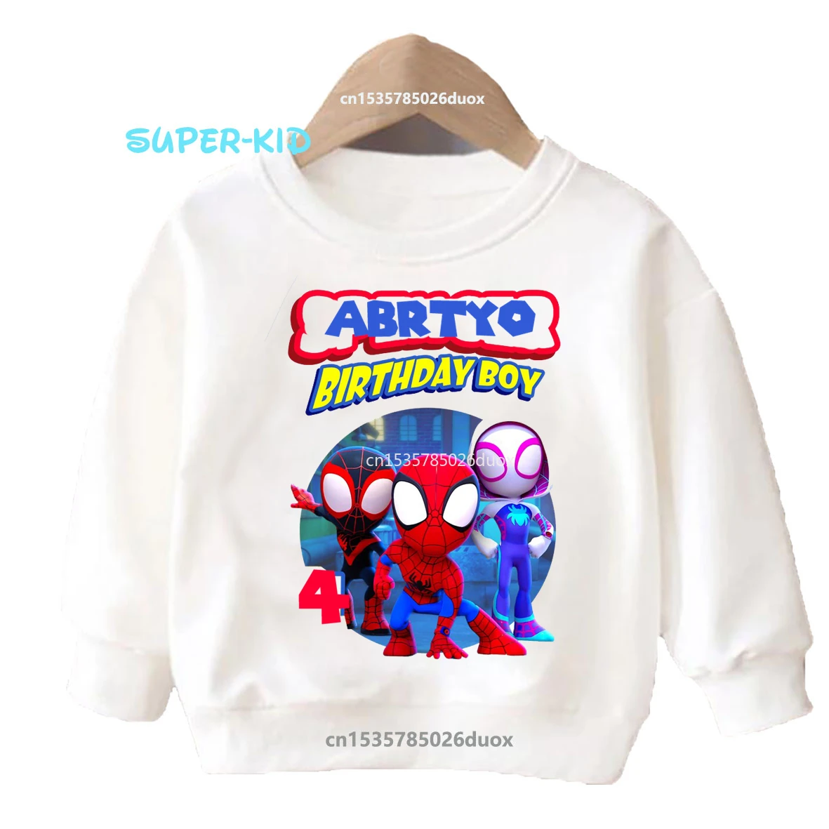 

Spring 2024 Children The Amazing Spider-man Birthday Personalize Name Boy Sweatshirt Spider Man and His Friends Birthday Hoodie