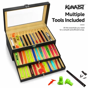 KUNAISI Scatola Porta Attrezzi per Car Wrapping a 3 Strati con Coperchio Trasparente, Organizer per Kit di Strumenti per Pellicole in Vinile, Custodia per Cutter, Squeegee, Raschietto e Strumento a Leva