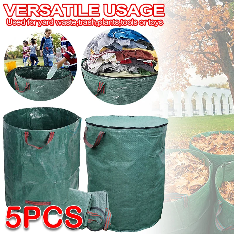 1/3/5PCS Garden High Capacity Waste Bag Leaf Debris Collection Container Multifunctional Reusable Waterproof PP Bags
