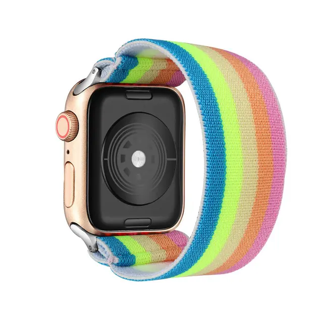 Elastic Scrunchie Strap Band for Apple Watch 7 5 6 4 8mm 40mm 42mm 44mm Women Bracelet for iwatch series 7 6 se 5 4 45mm 41mm rainbow