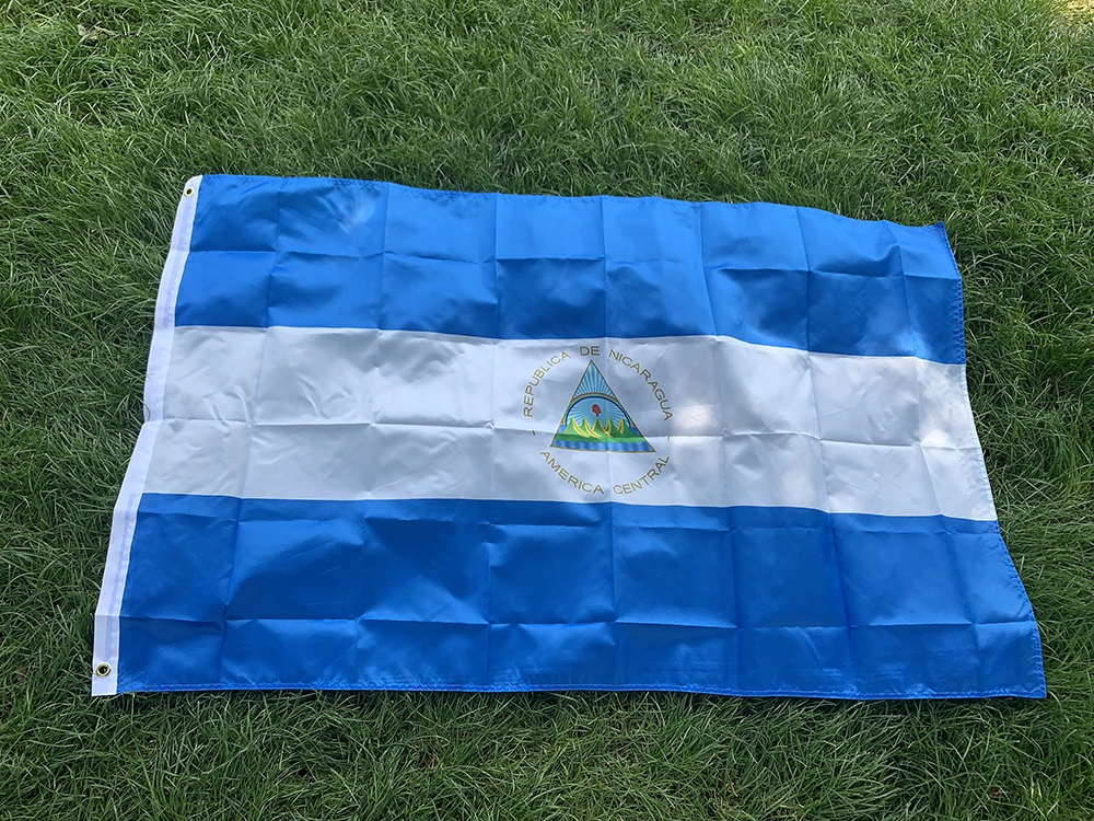 zwjflagshow Nicaragua flag free shipping  90x150cm ni nic Nicaragua flag polyester fabrics hanging flag banner for decoration