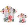 Seaside Holiday Dad-son Matching Summer Shirt Beach Style Short-sleeved Flower Shirt Family Matching Shirts Dad and Son Shirts 3
