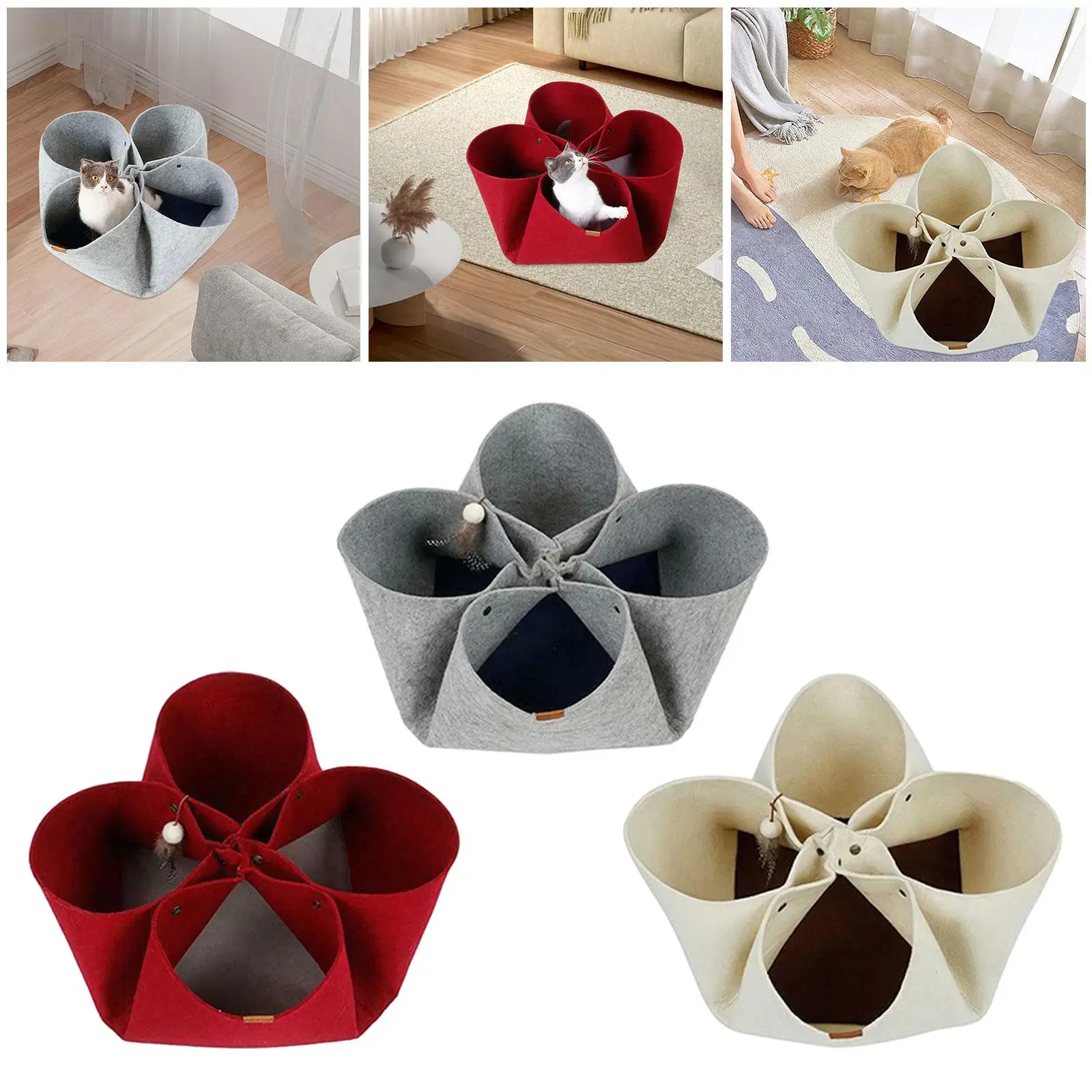 Cat Felt Tunnel Durable Cat Play House Foldable Interactive Pet Bed House Cat Tunnel Bed for Cat Rabbit Pets Kitten Puppy Cat Felt Tunnel Durable Cat Play House Foldable Interactive Pet Bed House Cat Tunnel Bed for Cat Rabbit Pets Kitten Puppy