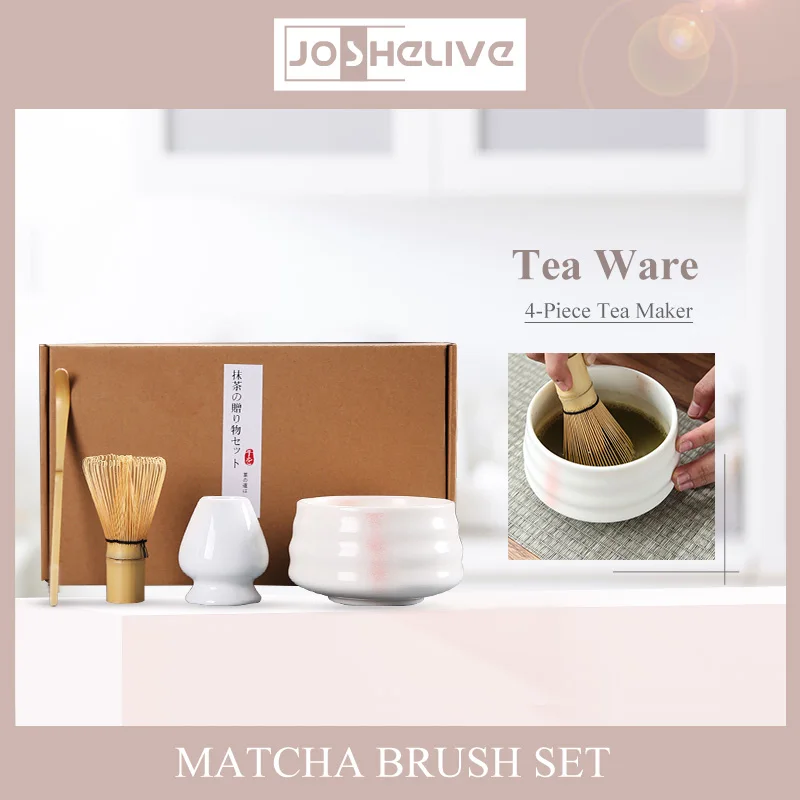 1 Set Traditional Matcha Gift Set Bamboo Matcha Whisk Spoon Ceramic Bowl Mixing Rack Whisk Holder Japanese Tea Sets