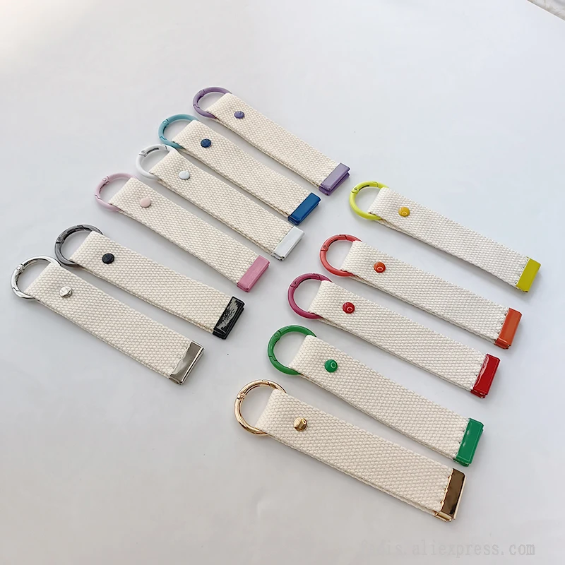 2.5x12cm Korea Plain Keychain Name Tag Strap for DIY Patch Iron On Personal Key Chain Backpack Streamer