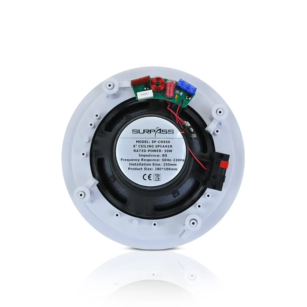 Wall Ceiling Speaker 50W Ceiling Speaker HiFi Stereo 8inch Coaxial Wall-mounted Loudspeaker Home Theater Sound System Public Broadcast Horn