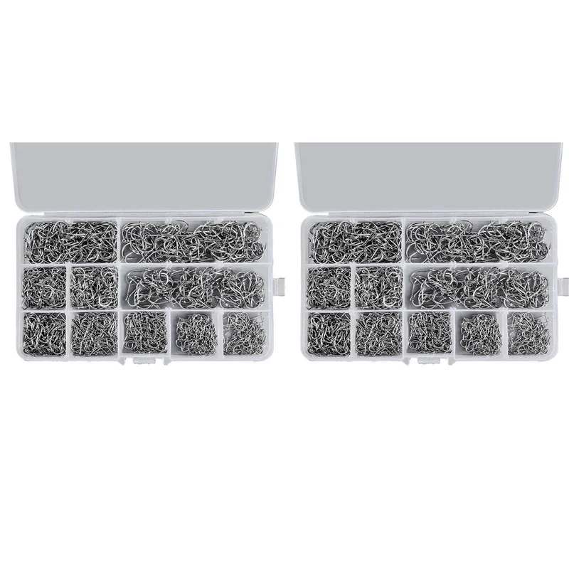 ABHT-2000 PCS Fishing Hooks Set High Carbon Steel Barbed Fishhooks For Saltwater Freshwater Fishing Gear