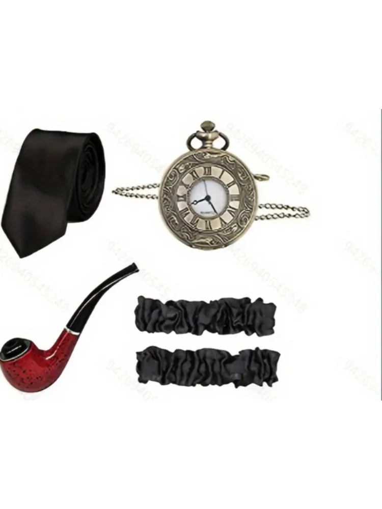 PESENAR 1920s Mens Gatsby Gangster Costume Old Man Costume Grandpa Accessories Set with Newsboy Hat Bow Tie Glasses