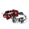 Christmas Bowknot Cat Small Dog Collar with Bell Plaid Snowflake Adjustable Breakaway Pet Puppy Kitten Buckle Necklace 5