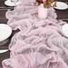 90*180CM Pink Cheesecloth Table Runner Romantic Wedding Dining Table Decoration Pink Tablecloth For Bridal Party Christmas 2