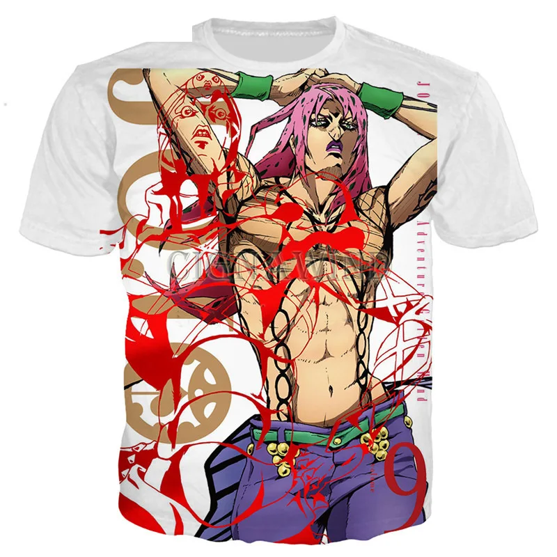 Anime JoJo's Bizarre Adventure 3d T Shirt Women Men Kawaii Harajuku Unisex Summer Short Sleeve Boys Girls Oversized T-shirts black t shirt