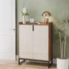 Modern Shoe Cabinet for Entryway, 25 Pairs Shoe Cabinet with Doors, Wood 5-Tier Shoe Organizer, Freestanding Brown 4