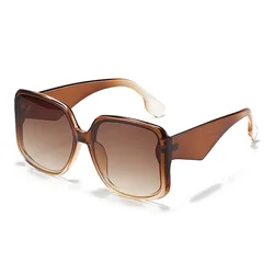 Chic Oversized Double Frame Women's Sunglasses with Gradient UV400 Lenses (Tea)