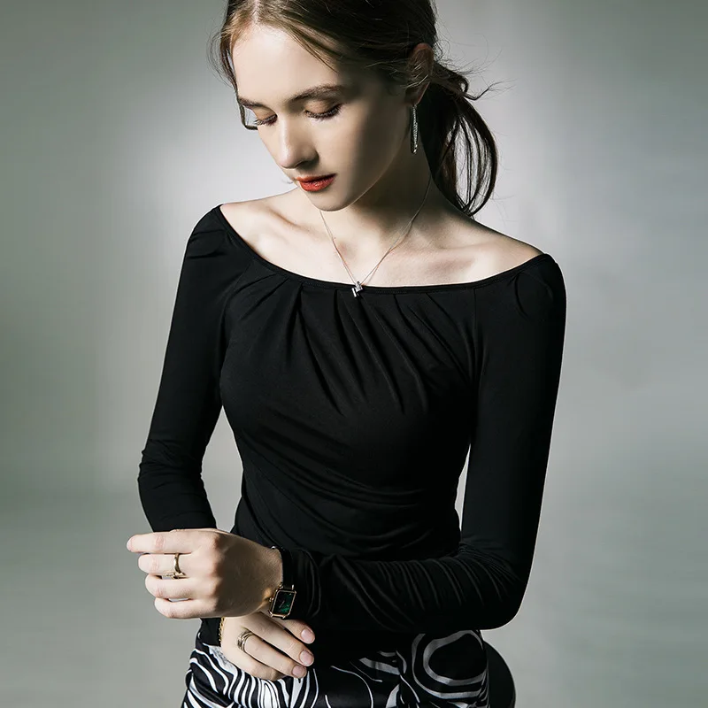 

High Quality 2024 Women Tops Wrinkle T-shirt Female Clothing Winter Autumn Sexy Crop Top Clothes Casual Pure Color Blouse Y2k