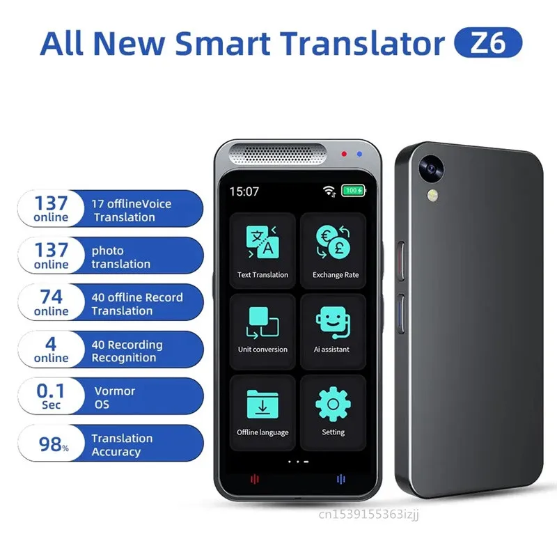 Voice Translator Language Translator Portable Audio Translator Z6 Smart Voice Translation Support 138 Language Offline In Real Time Photo Translate Machine