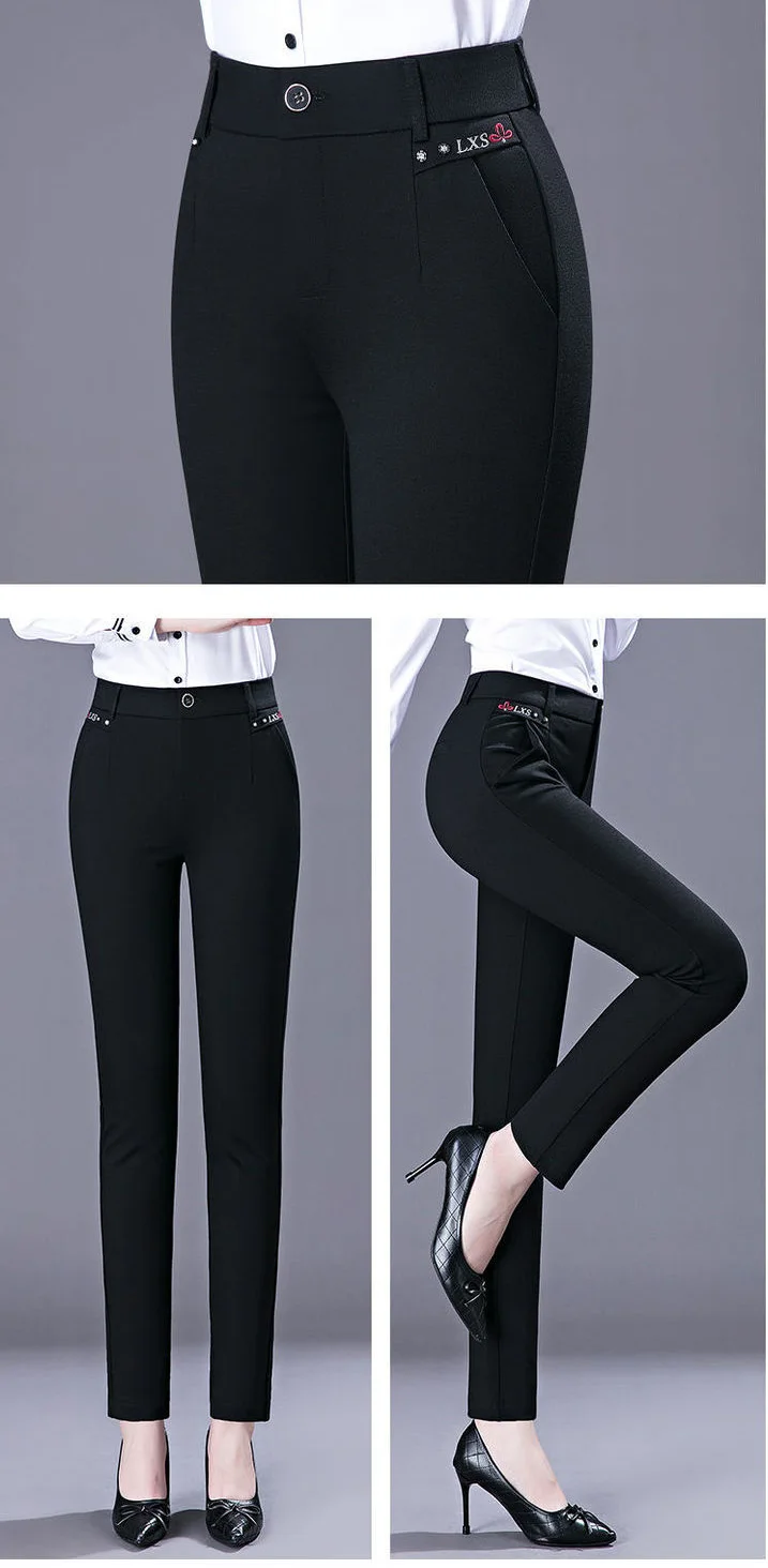 Oversize Spring And Autumn Loose Women's Casual Pants High-waisted Straight Elastic Extra Large Size Fat MM Long Pants Summer work trousers