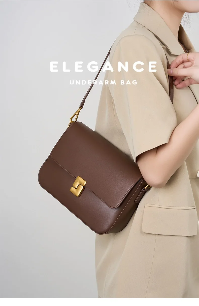 Luxury Women’s Genuine Leather Crossbody Square Bag