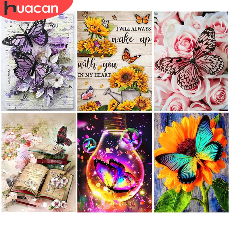 Diamond Painting HUACAN 5d Animal Diamond Embroidery Cross Stitch Butterfly Rhinestones Full Mosaic Home Decor