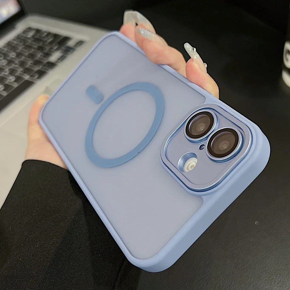 Rose Pink Magnetic Translucent Matte Camera Protector Phone Case