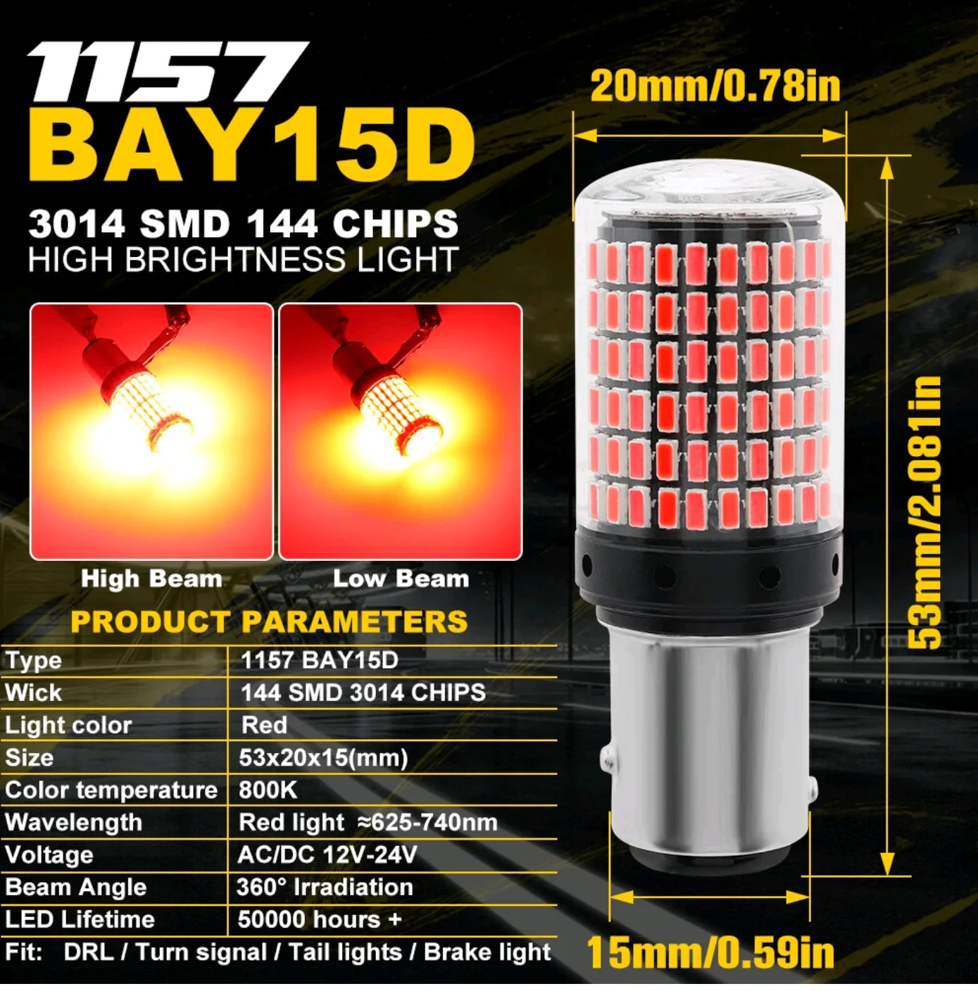 Advanced 2025 LED Red Canbus Brake and Tail Light Bulbs
