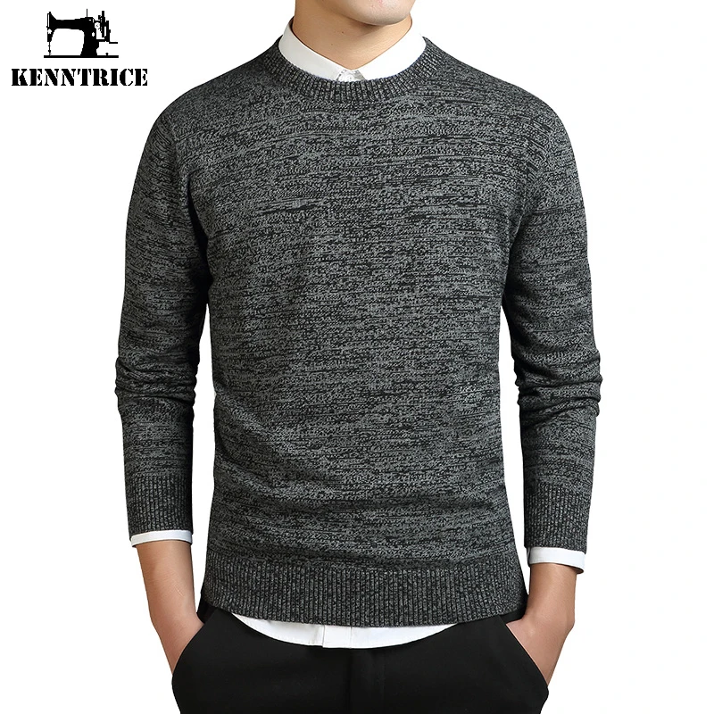 Men's Sweater Solid Pullover 100%Cotton Jumpers For Seasons Comfort Wear Knitted Fashion O-Neck Male Clothing Size S to 2XL |