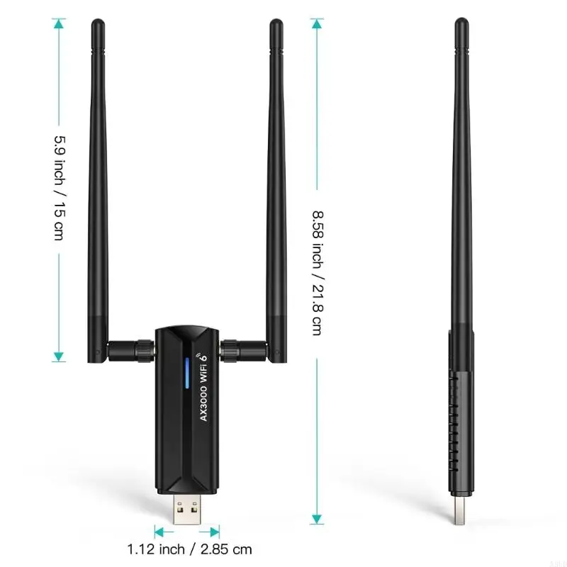 N3UD AX3000M USB3.0 WiFi 6E Adapter WIreless Card 2Antennas Enhances Wireless Speed