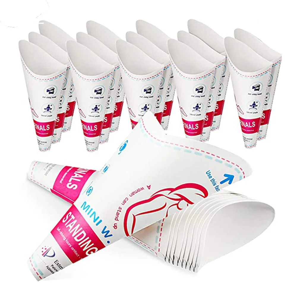 Description Picture 2 of item12/20pcs Convenient Disposable Female Urination Device Leak-Proof Foldable Portable Pee Paper Cup Stand Up Women Urinal Funnel