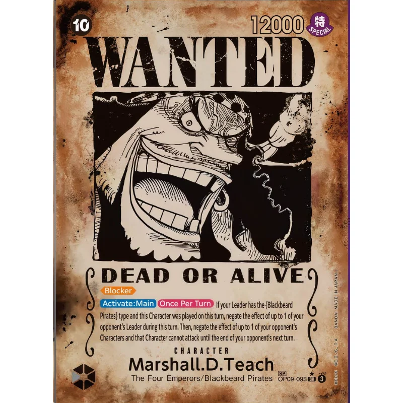 Diy One Piece Wanted Poster Japanese Sets Luffy Ace Sabo Roger Op13 Sec Sp Eustass Kid Op01-051 Op09-004 Shanks Op09-093 Teach