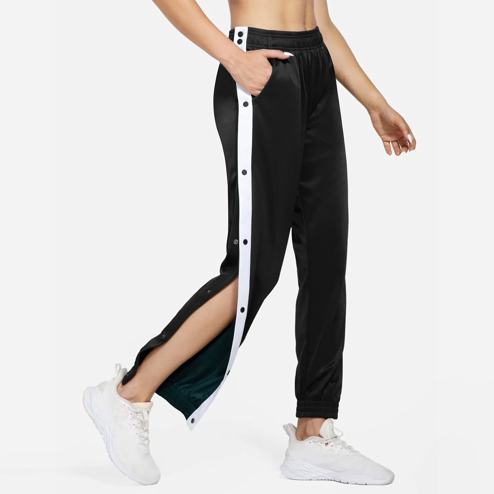 

Women's Summer Joggers Side Split Button Wide Leg Pants Loose Casual Elastic High Waist Sweatpants Spring Autumn Streetwear
