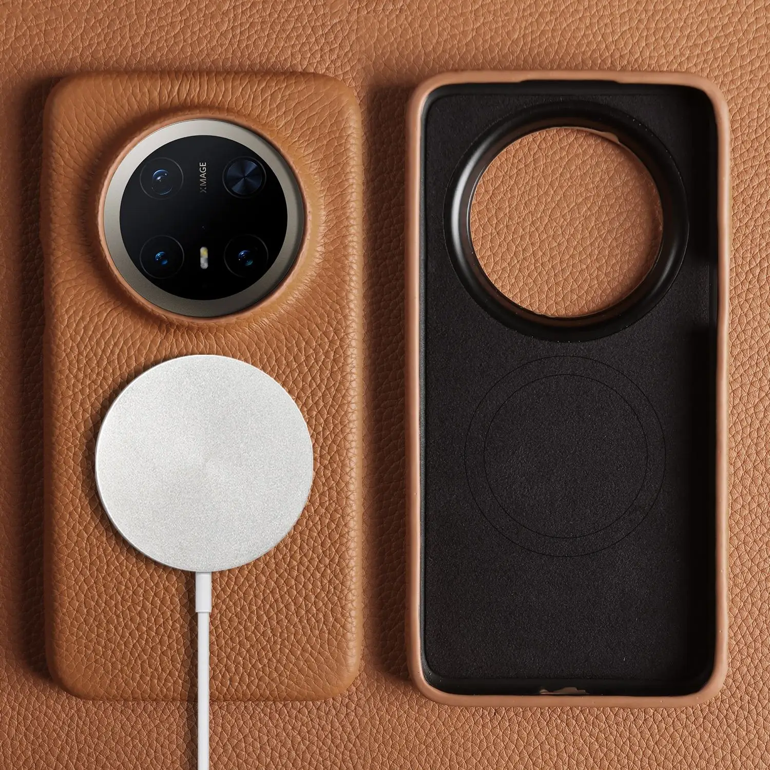 Magnetic Luxury Genuine Leather Wireless Charging Shockproof Case