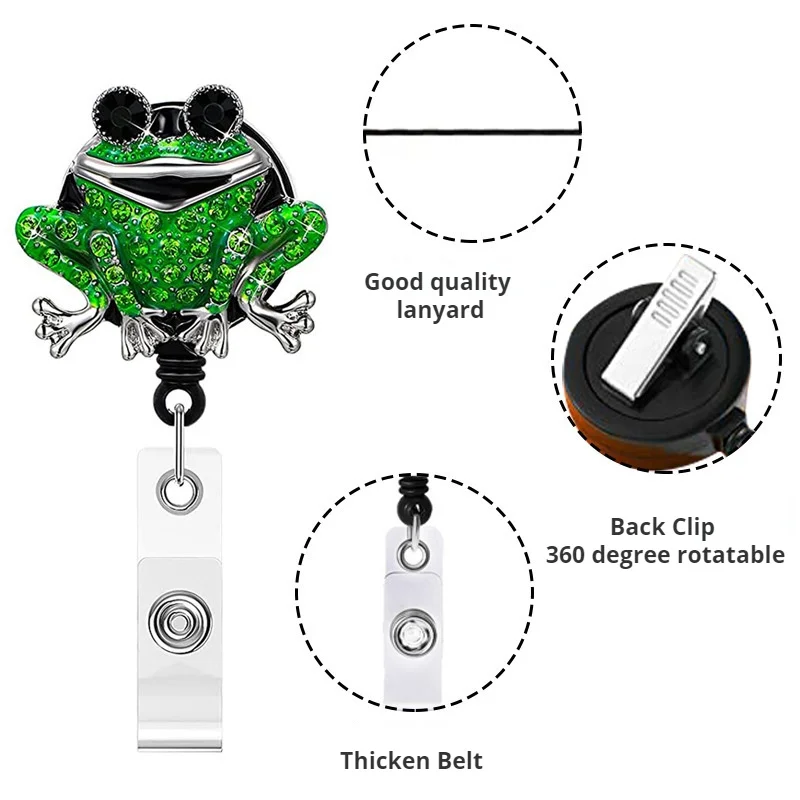 Swan Frog Turtle Diamond Badge Reel for Credentials ID Name Badges Holder  Retractable Rotatation Easy Pull Lanyard Badge Clip - AliExpress