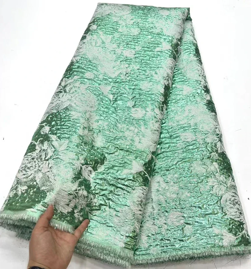 Salouva Brocade Lace Fabric With Embroidery African Brocade Jacquard Lace Fabrics For Wedding Dress Nigerian Tulle lace fabric