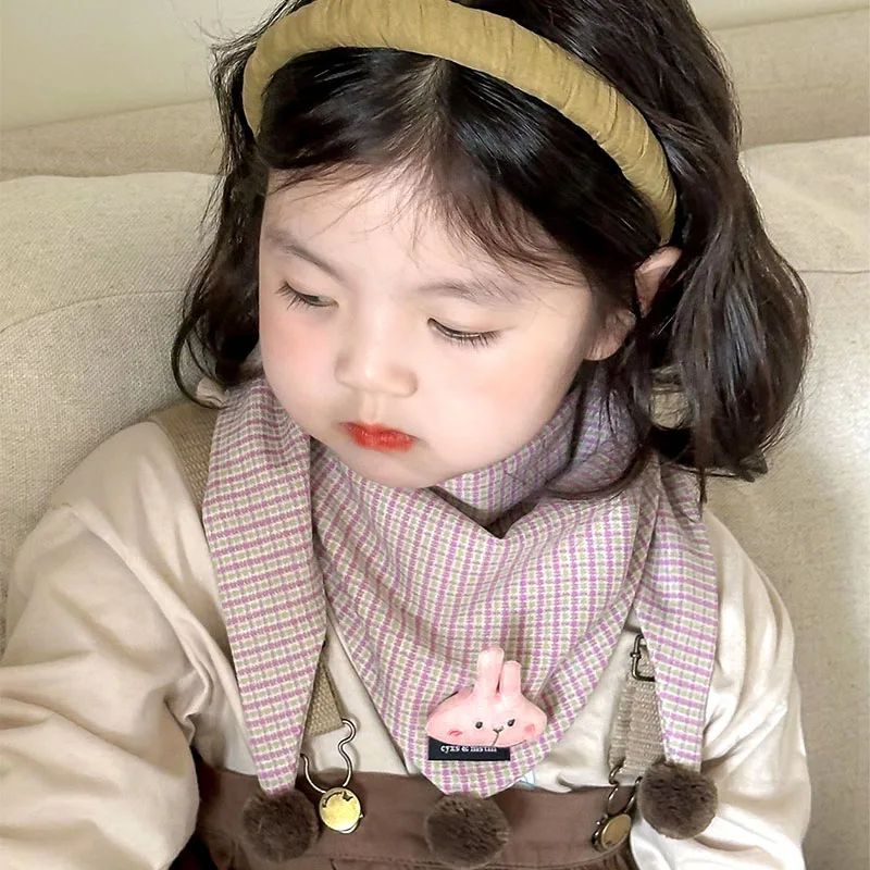 3-8Y new autumn winter knitted triangle scarf for baby boys girls outdoor warm kids mufflers children crochet baby