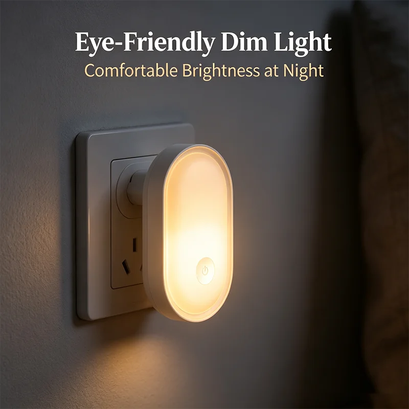 Eco-Friendly LED Night Light Wall Lamp with Light Control for Bedroom Decor, EU Plug, Energy-Saving