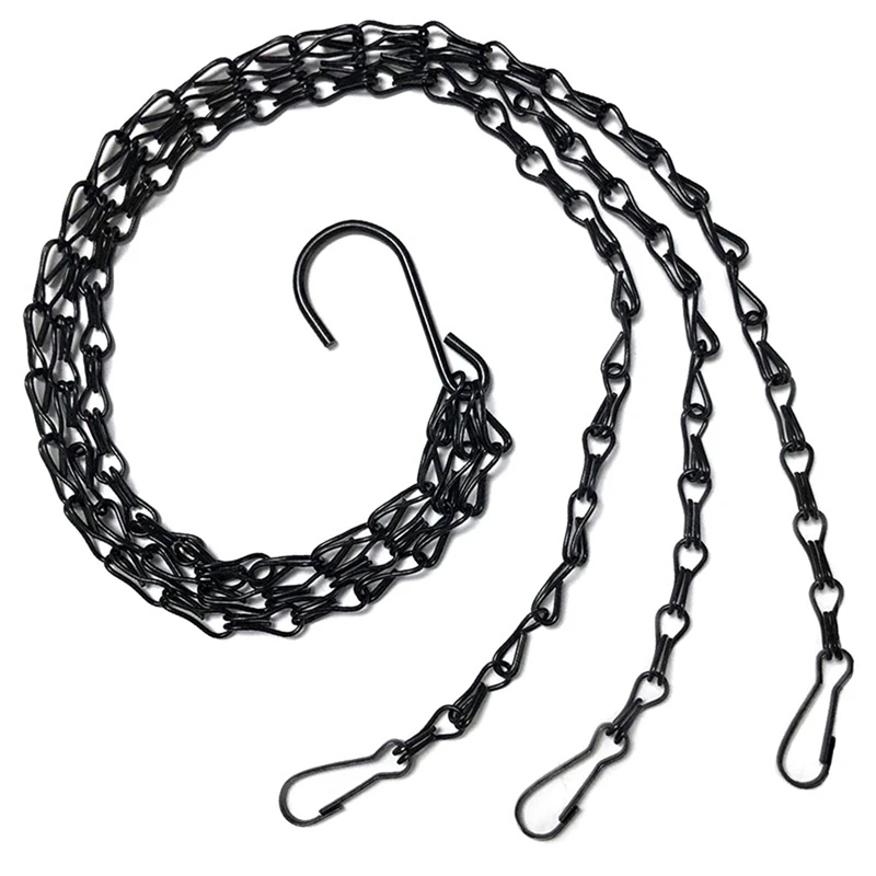 

30Pcs Black Flower Plant Pot Basket Holder Hanging Chain With S-Shape Hooks For Home Garden Tools