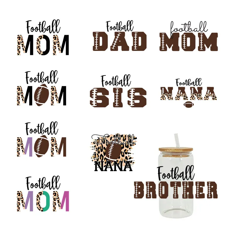 UV DTF для спорта и софтбола футбольный бак, принты для 16 Oz Libbey Glass Can Sublimation DIY водонепроницаемый простой в использовании D816