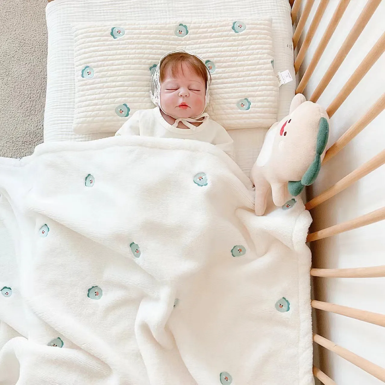 Instagram Quilted Animal Newborn Baby Breathable Double sided Pillow Pure Cotton Anti-mite 0-12 Month Flat Pillow