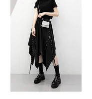 Irregular Skirt Girl's New Dark Tie Street Punk Wind Weave Buckle Medium-length Y2k Gothic Long Skirt - Image 3