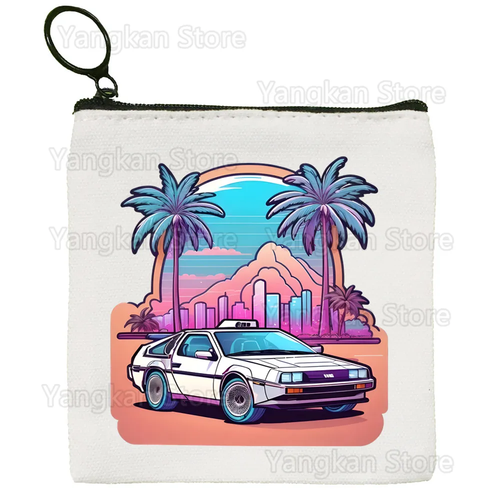 Back To The Future Delorean Canvas Coin Purse Storage Pouch Canvas Bag Coin Bag Key Purse
