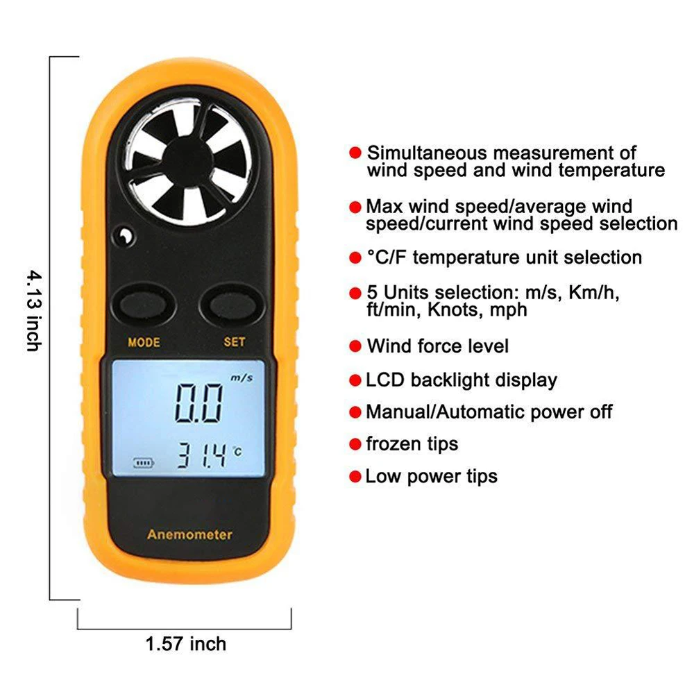 Mini Wind Speed Meter Digital Anemometer 0-30m/s Air Velocity Airflow thumbnail 4