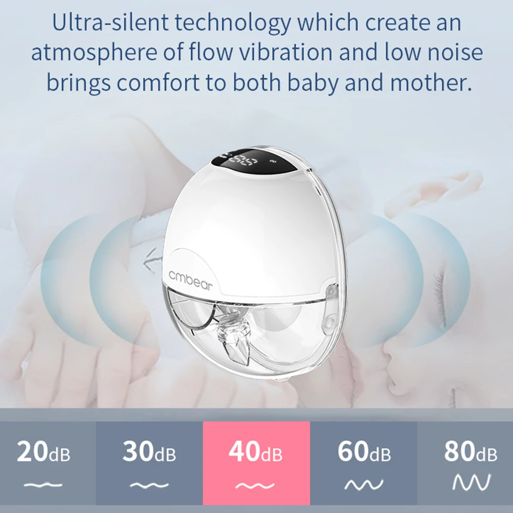 cmbear Wearable Breast Pump Hands Free Electric Breast Pump for Breastfeeding Levels Low Noise Comfort Milk Collector BPA-free 3