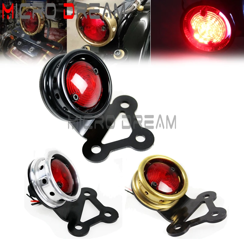 

Style Drilled Billet Aluminum Motorcycle LED Tail Light Taillights Brake Stop Lamp Universal For Harley Bobber Chopper Cruiser