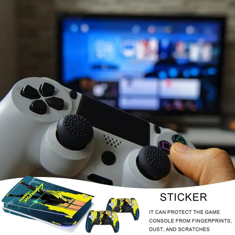 For PS5 Disk Edition Game Console Whole Body PVC Skin Decor Sticker with Dual Controller Decals, for PlayStation 5 Accessories
