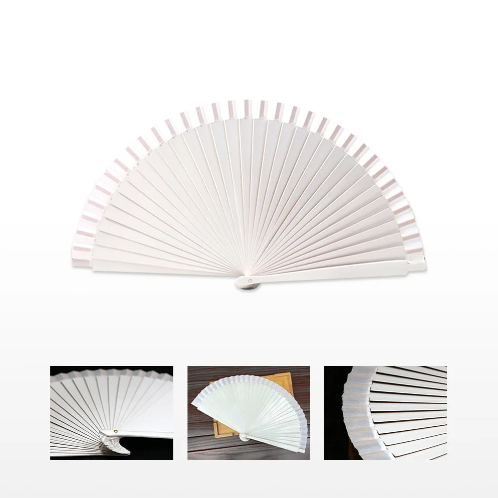 

Folding Fan Wood Hand Silk Cloth DIY Chinese Folding Fan Wooden Bamboo Antiquity Folding Fan DIY Hand fans Wedding White